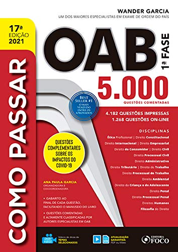 Livro PDF Como passar OAB 1ª fase: 5.000 questões comentadas